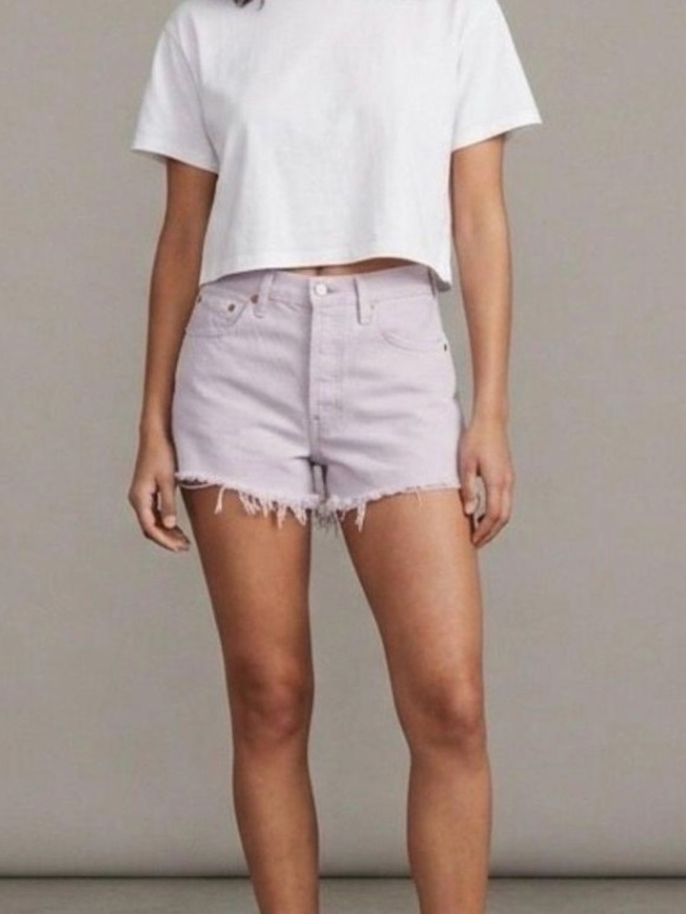 Levi's Pastel Lavender Cutoff Denim Shorts with Frayed Hem